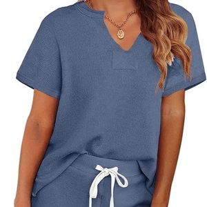 Henley Knit Top and Shorts Sleepwear Loungewear